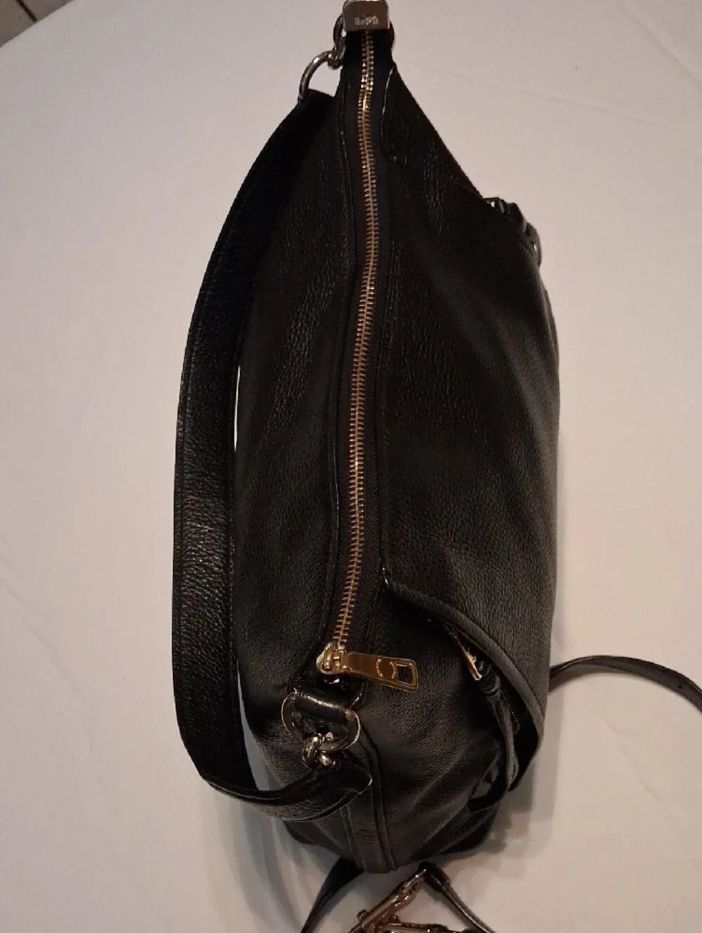 Coach Black Marlon Leather Crossbody Bag Goldtone logo